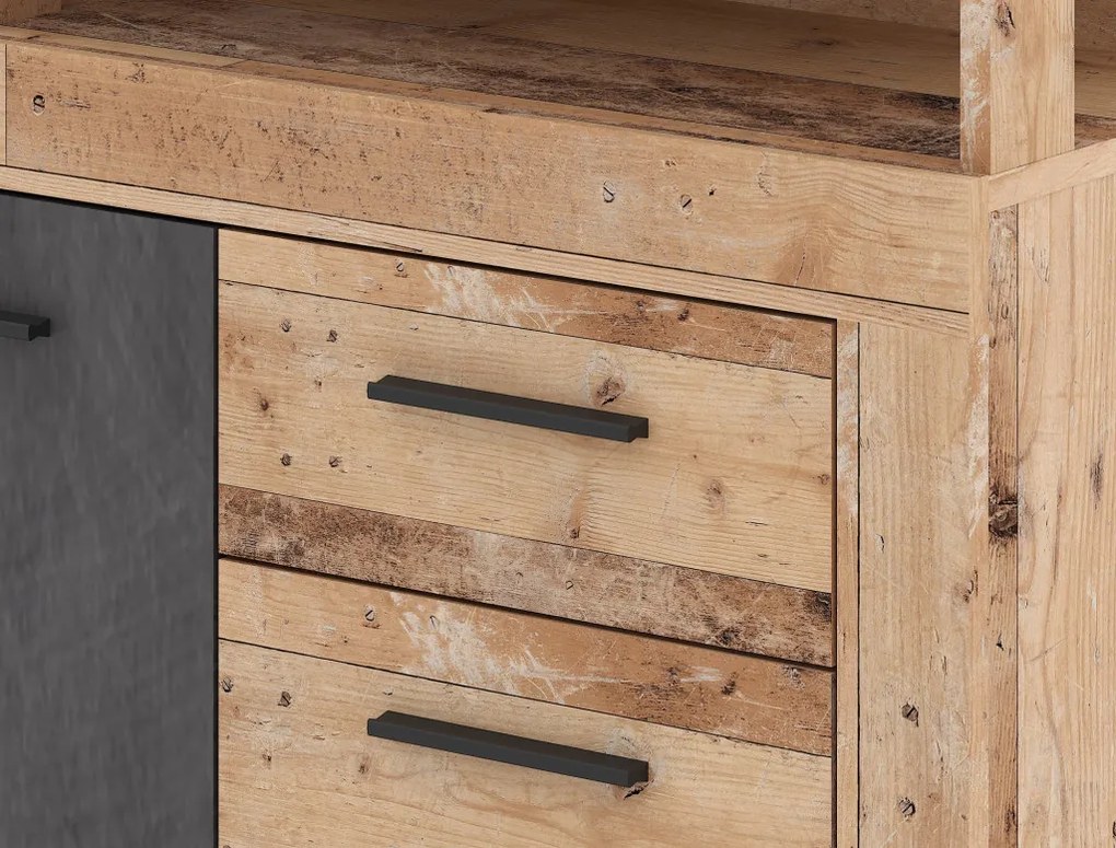 Komód 2 ajtóval és 4 fiókkal Old Style Light / Matera színkombinációban – LUNA MIDI A