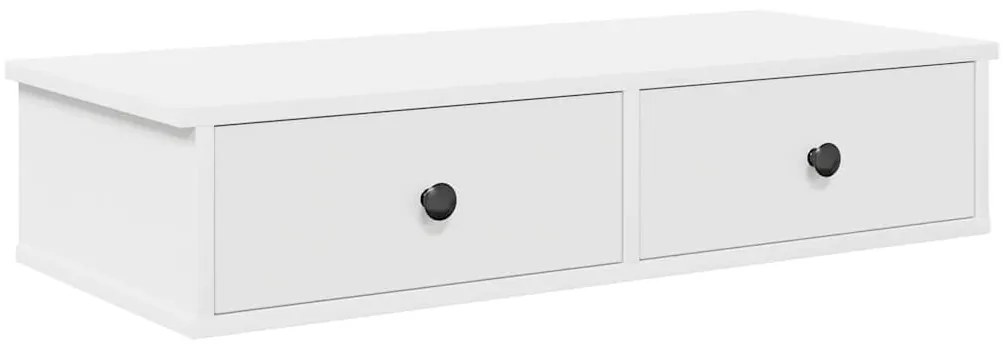 Falipolc fiókokkal fehér 80x31x17 cm műszaki fa
