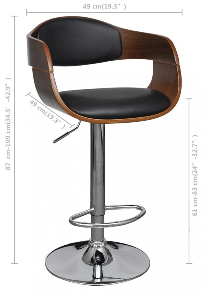 3052716 Bar Stools 2 pcs Black Bent Wood and Faux Leather (2x241053)