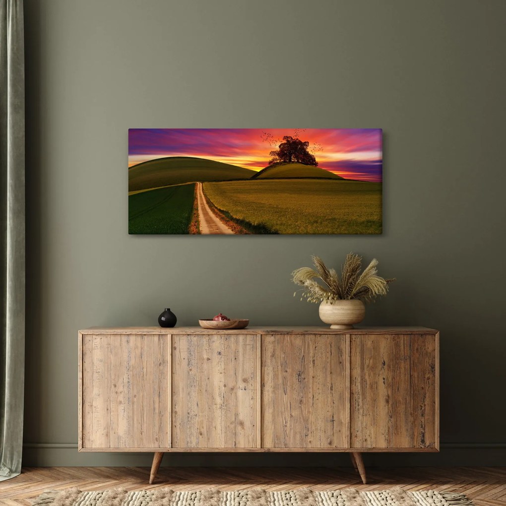 Mező és a színes ég képe (120x50 cm)