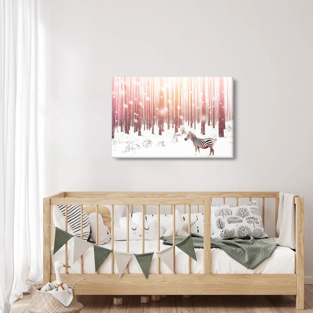 Kép - Zebra egy havas erdőben (90x60 cm)