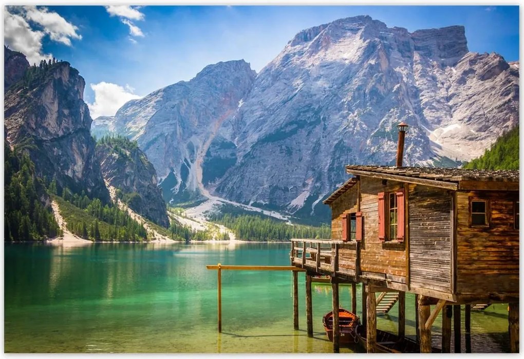 Poszterek 155x105 Fa házikó a hegyekben