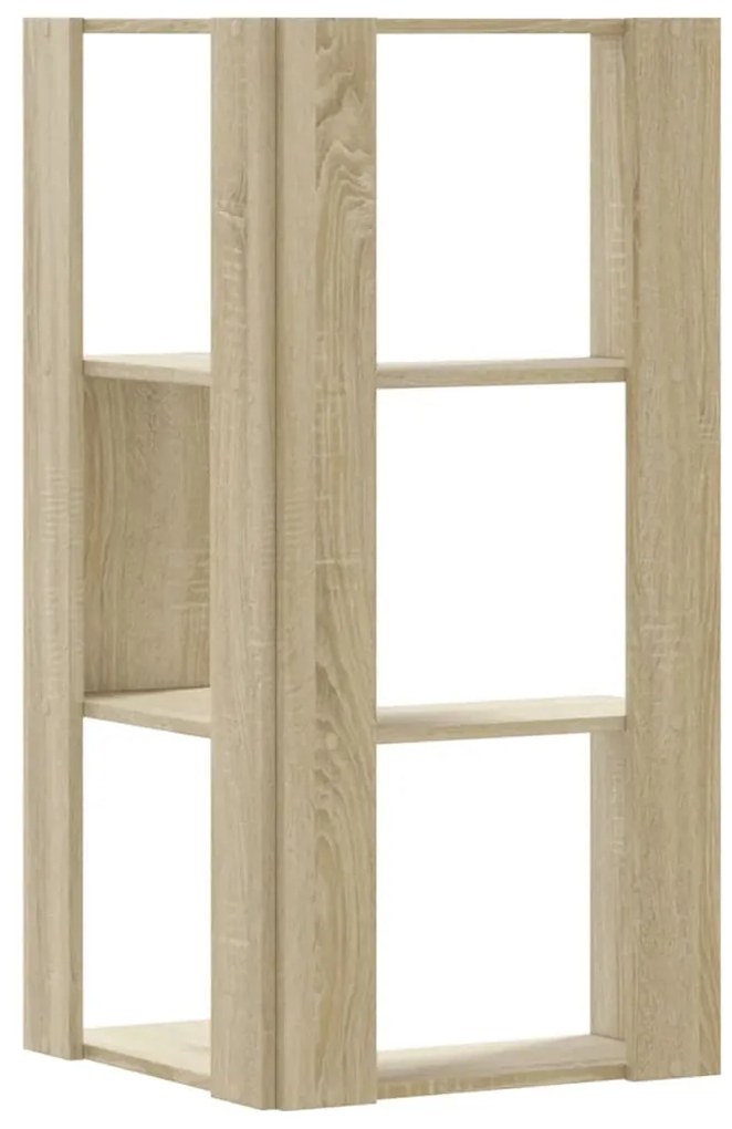 3 szintes sonoma tölgy szerelt fa sarok könyvespolc 50x50x102cm