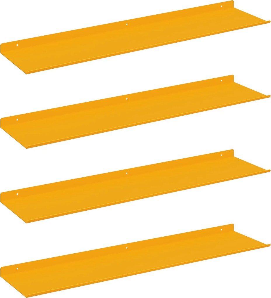 vidaXL Lebegő polc 4 pcs Mustár sárga 80 x 18 x 2,5 cm Acél