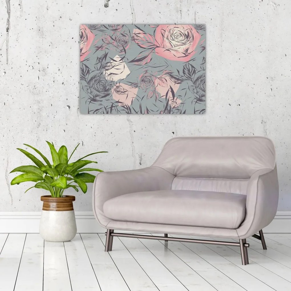 Kép - Rózsák (üvegen) (70x50 cm)