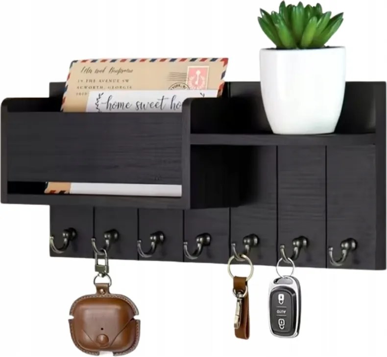 Ruhaakasztó Dikom Kulcsok 6 Kampós Polc Rusztikus Sötét Loft Erős