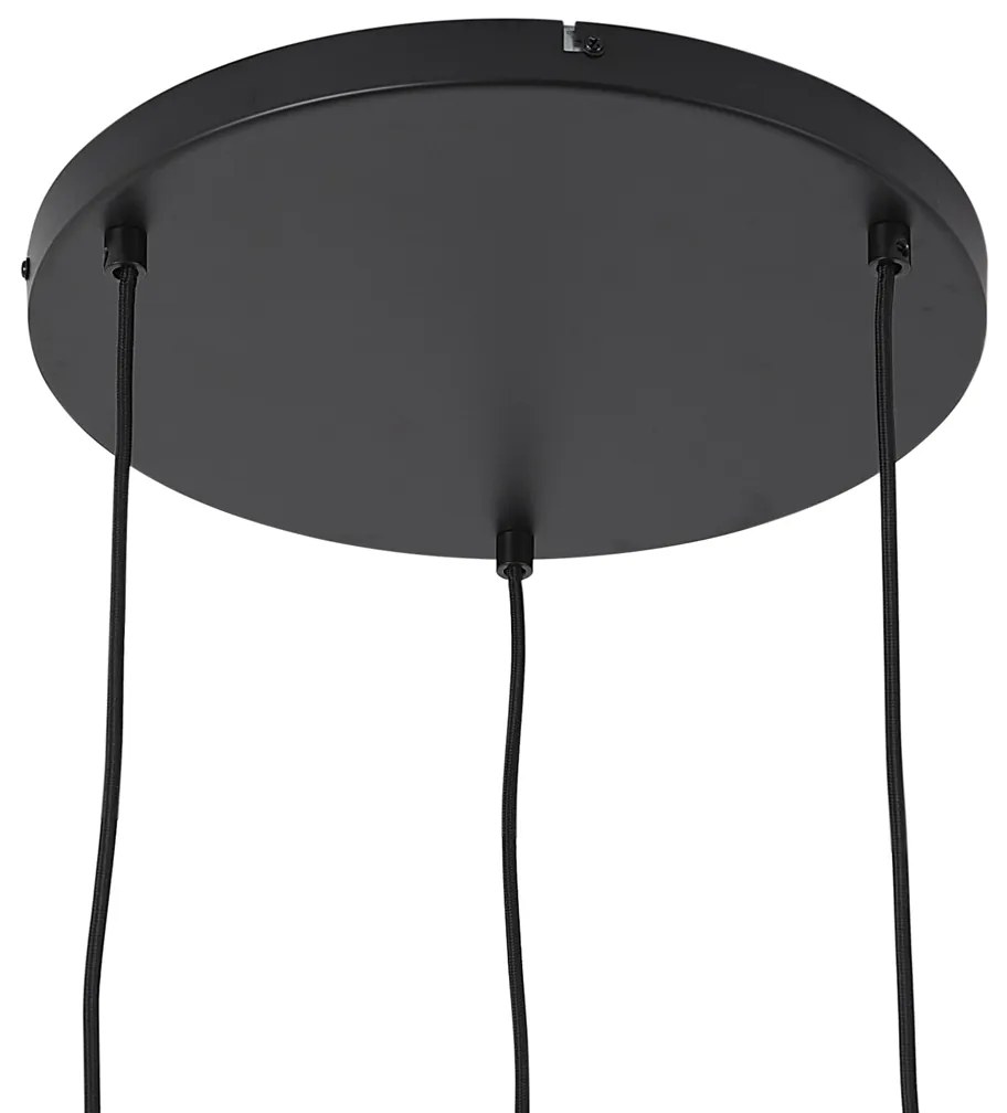 Függőlámpa fekete borostyán, füst és átlátszó üveggel 3-lámpás - Elena