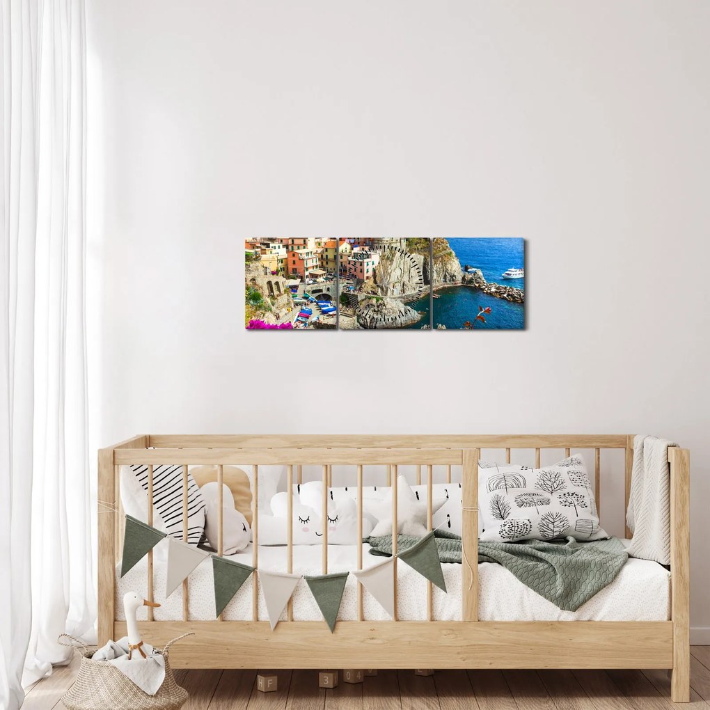 Kép - Manarola olasz falu (órával) (90x30 cm)