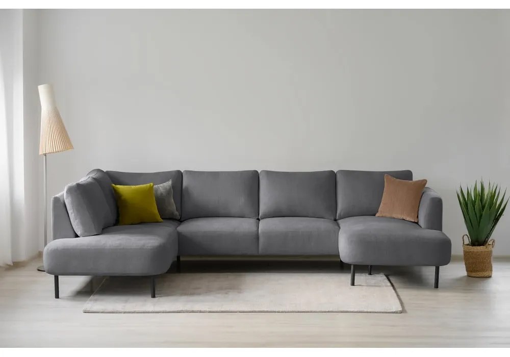 Sötétszürke sarokkanapé (bal oldali-U alakú) Hero – Scandic