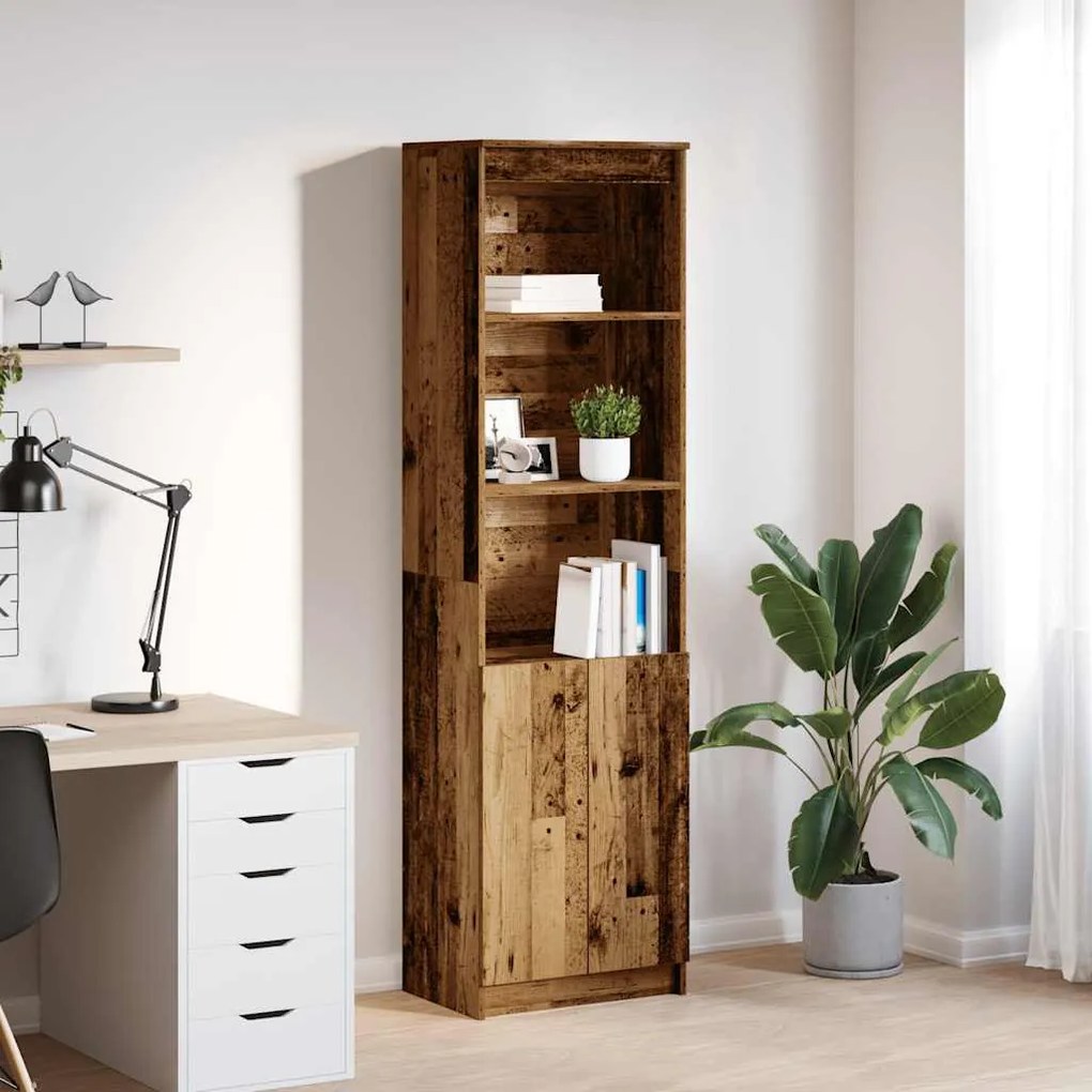 antik fa színű szerelt fa magasszekrény 50x35x180 cm