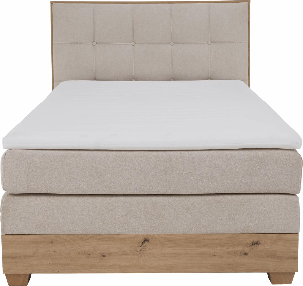 Elektromos állítható ágy, boxspring, bézs/artisan tölgy, 120x200, TIANA