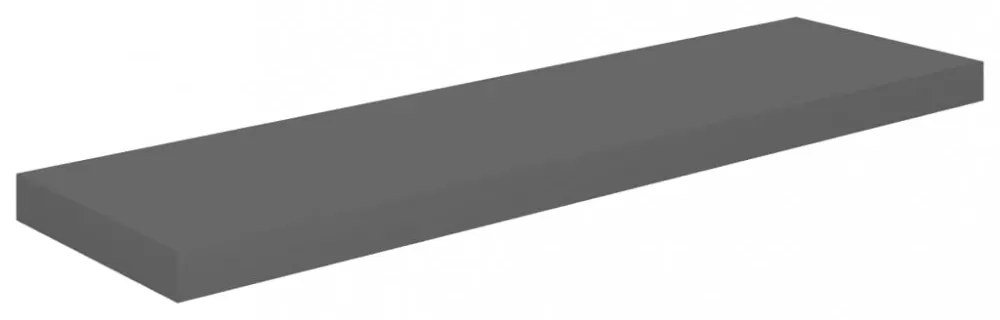 4 db magasfényű szürke MDF lebegő fali polc 90 x 23,5 x 3,8 cm