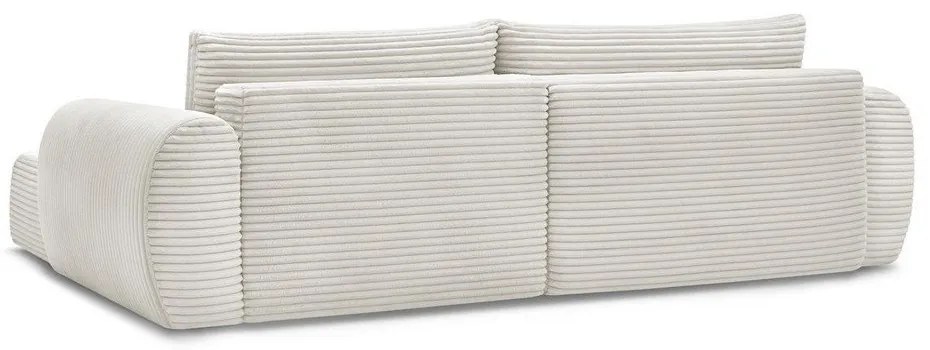 Krémszínű kordbársony kinyitható sarokkanapé (jobb oldali) Lucien – Bobochic Paris