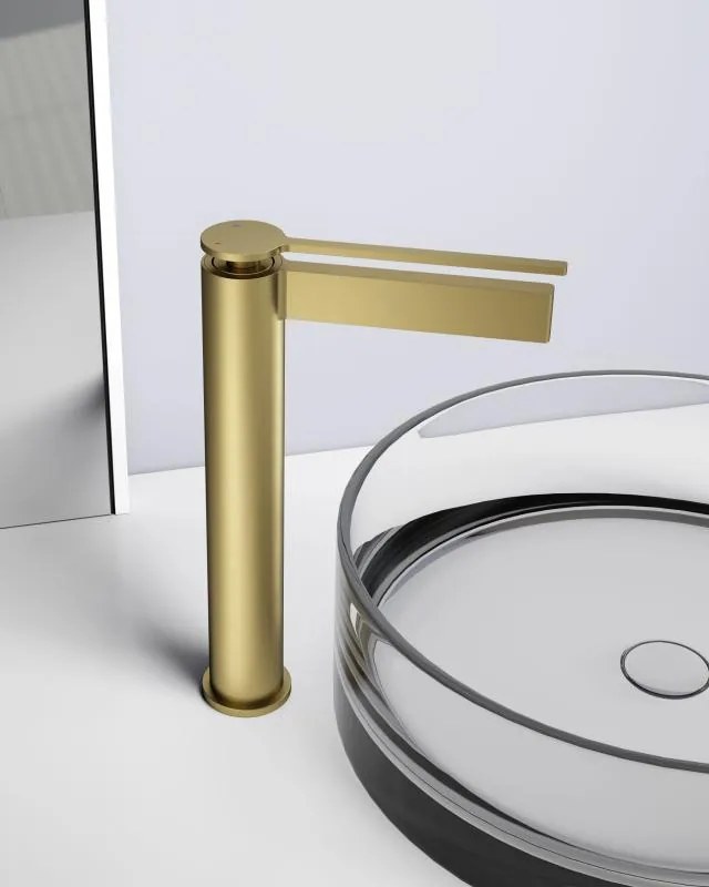 AREZZO design ELEGANT magasított mosdócsaptelep, szálcsiszolt arany