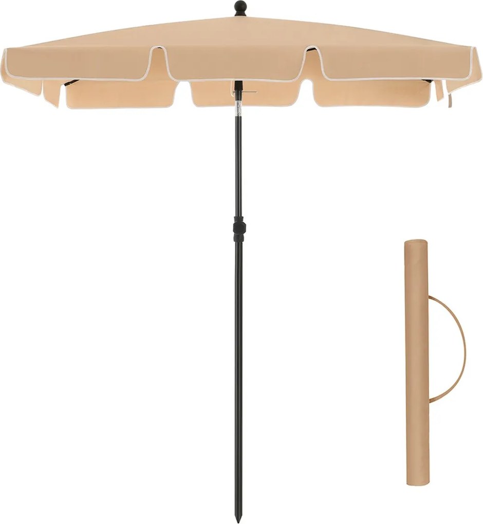 Téglalap alakú napernyő 2 × 1,25 m, UPF 50+ védelem, dönthető, talp nélkül, taupe