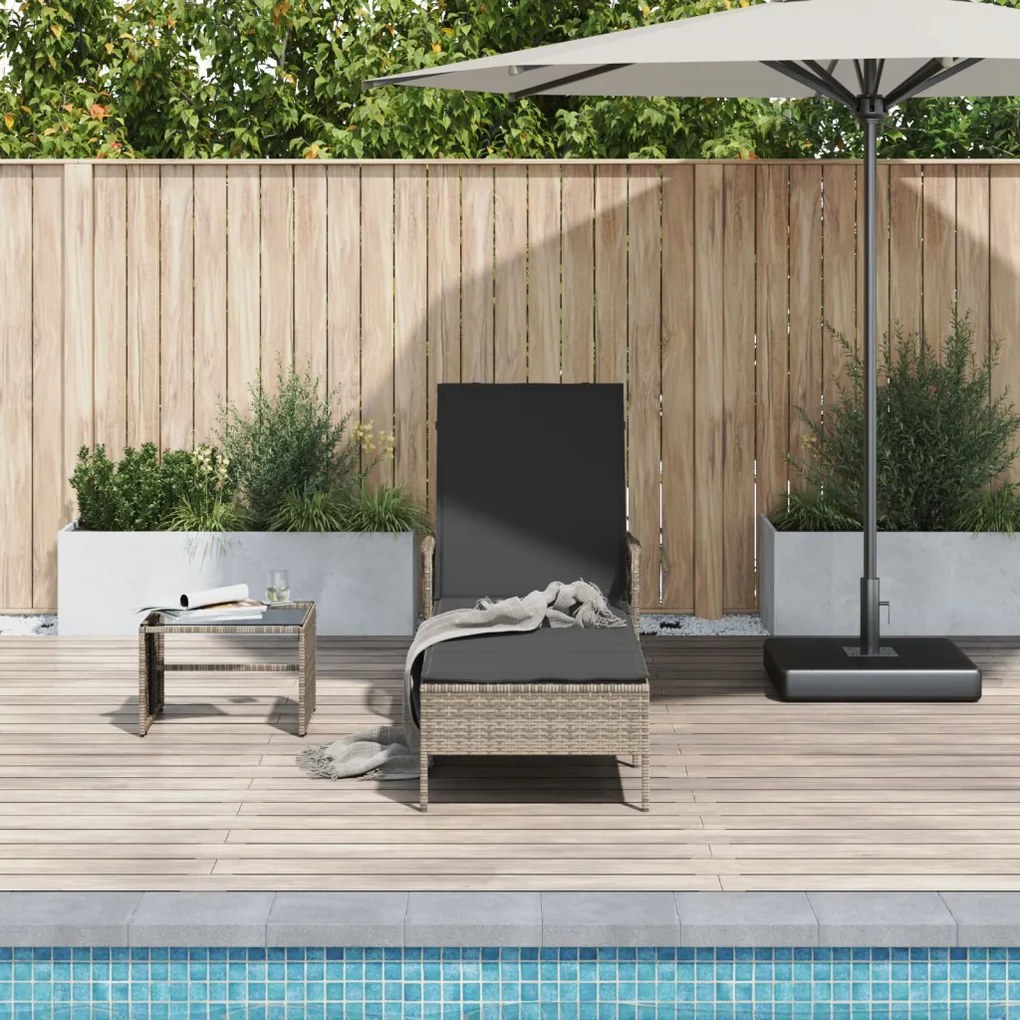 Napozóágy Szürke és sötét szürke PE Rattan 157 x 55 x 92 cm