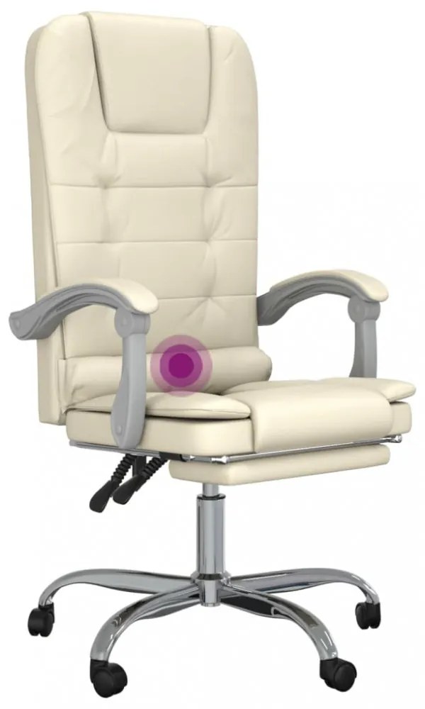 vidaXL krémszínű műbőr dönthető masszázsfotel