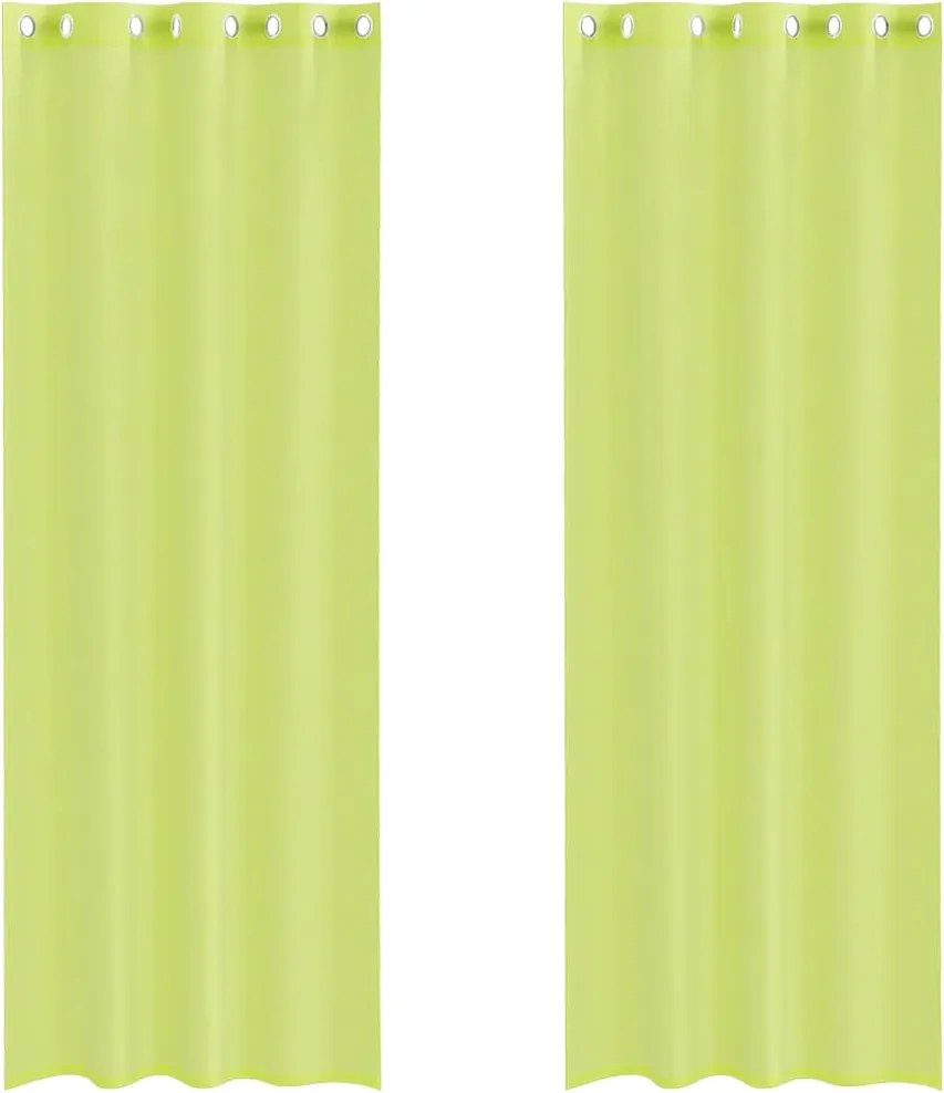 vidaXL 2 db almazöld fátyolfüggönyök rojtokkal 140x300 cm