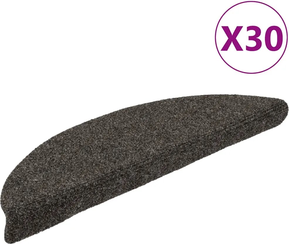 vidaXL öntapadós lépcsőszőnyegek 30 db 56 x 17 x 3 cm antracit félkör alakú