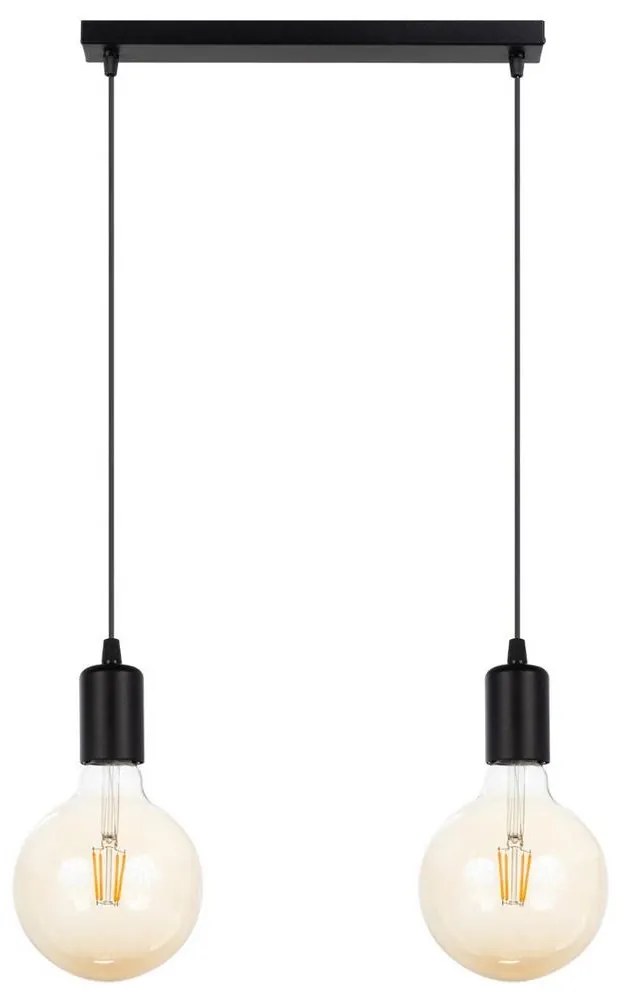Csillár zsinóron MIROS 2xE27/60W/230V fekete