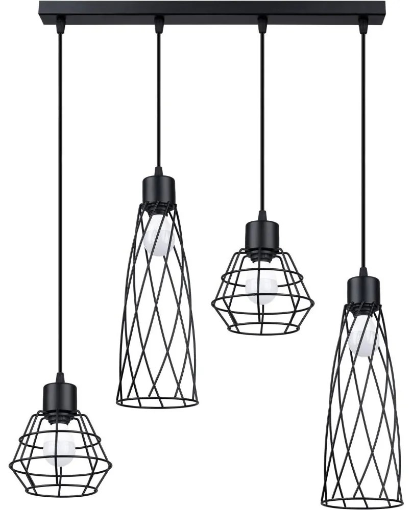 Sollux SL.1167 - Csillár zsinóron SUBA 4xE27/15W/230V fekete