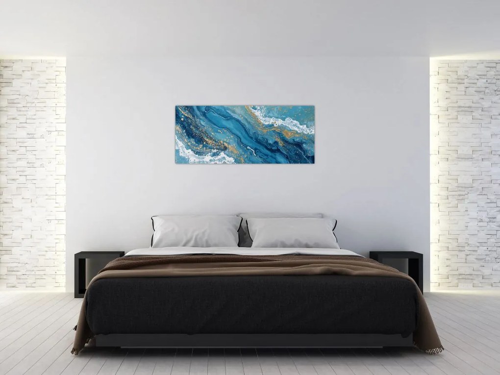 Kép - Világoskék márvány arannyal II. (120x50 cm)