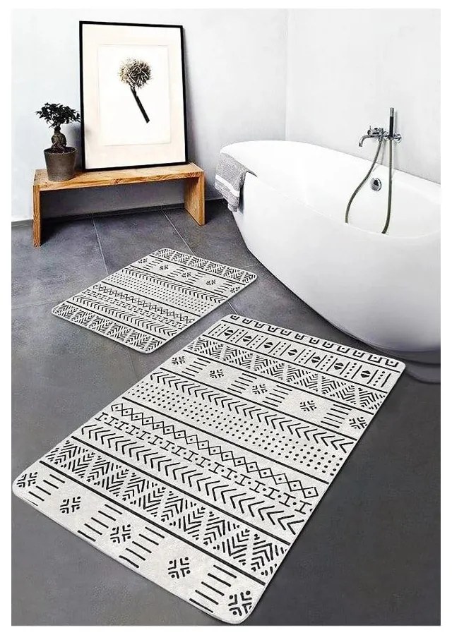 Fekete-fehér fürdőszobai kilépő szett 2 db-os 60x100 cm – Mila Home