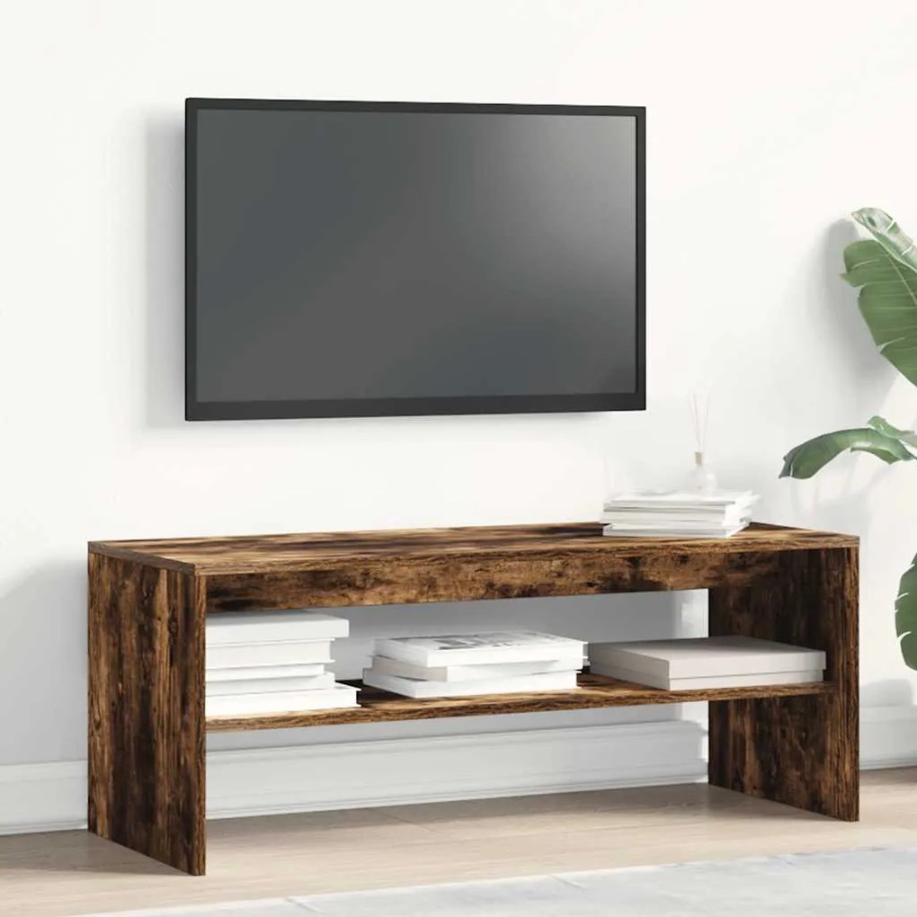 füstös tölgy színű szerelt fa TV-szekrény 100 x 40 x 40 cm