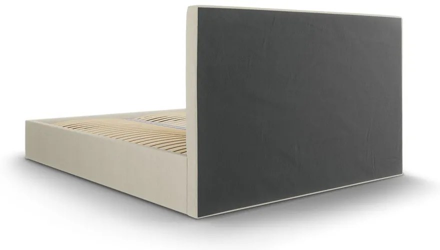 Bézs kárpitozott franciaágy tárolóhellyel ágyráccsal 140x200 cm Juniper – Mazzini Beds