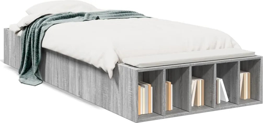 vidaXL sonoma tölgyszínű szerelt fa ágykeret 100 x 200 cm