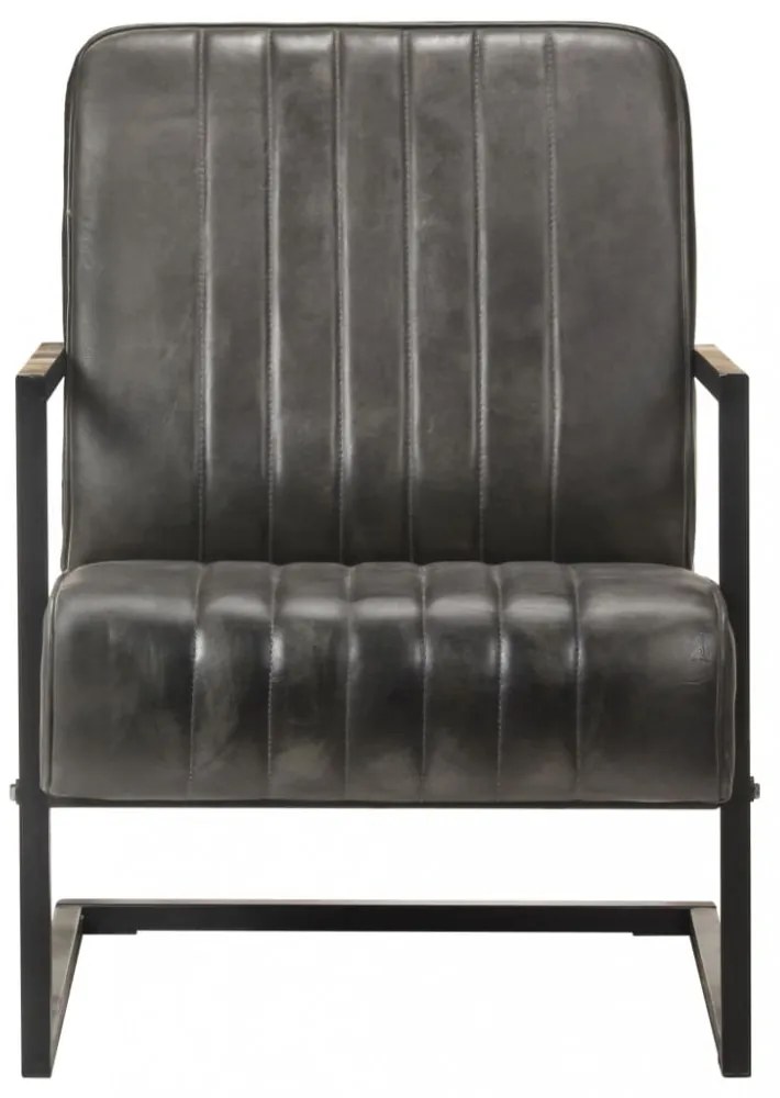 vidaXL kopott szürke valódi bőr szánkótalpas fotel