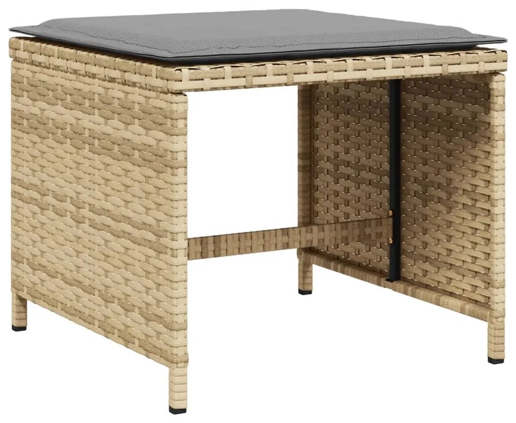 4 db vegyes bézs polyrattan kerti szék párnával 40x40x35 cm