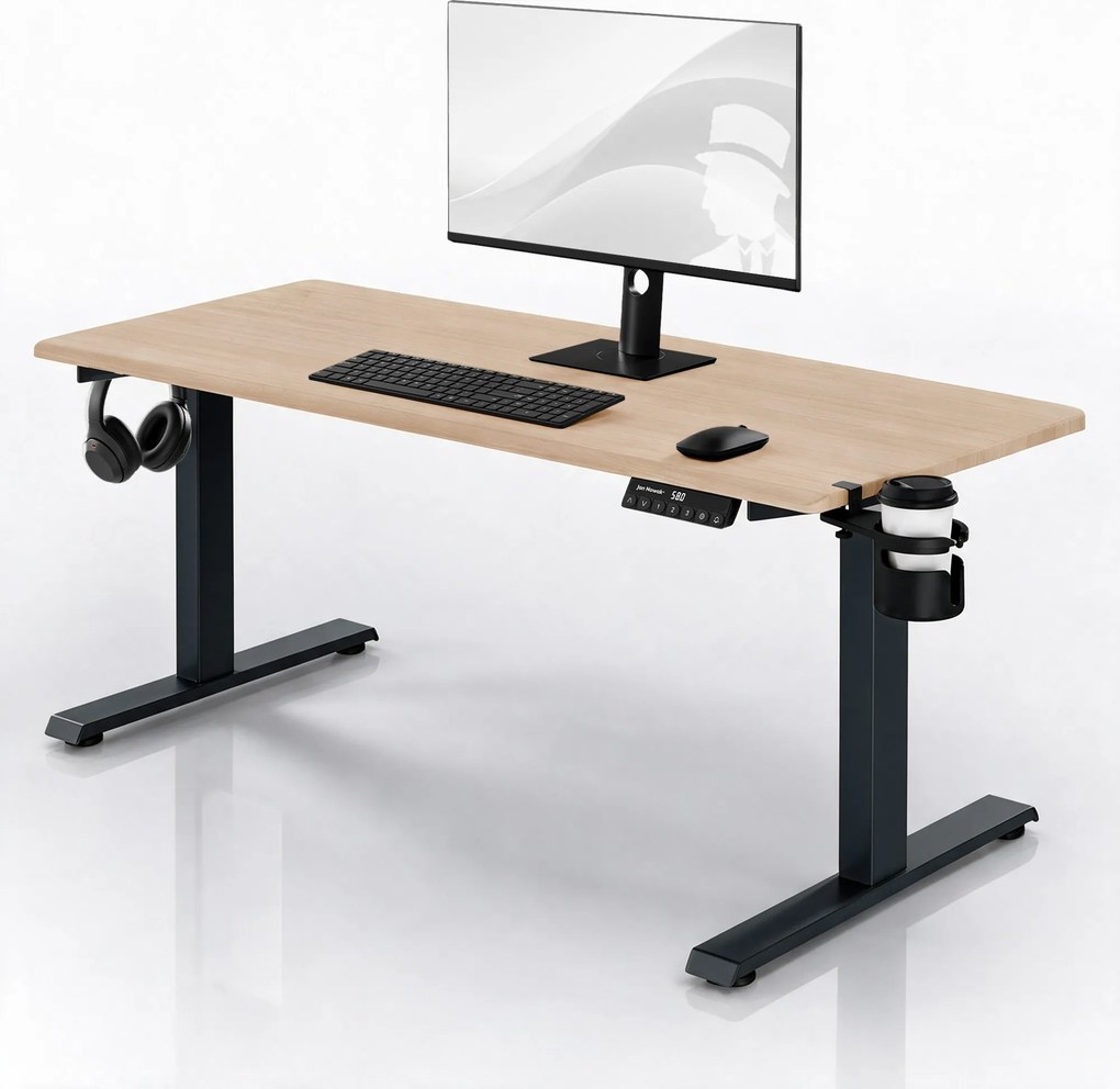 Elektromos íróasztal magasságállítással ergonomikus antracit/sonoma tölgy,1600x800 mm: ARIA