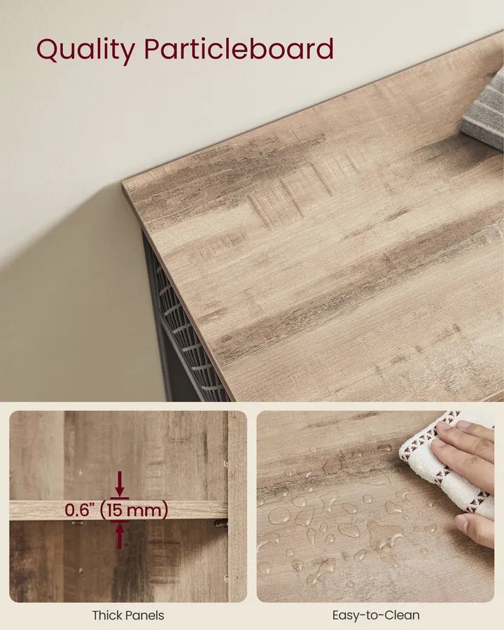 Tárolószekrény 3 ajtóval, ipari stílus, tevebarna és tintafekete színben