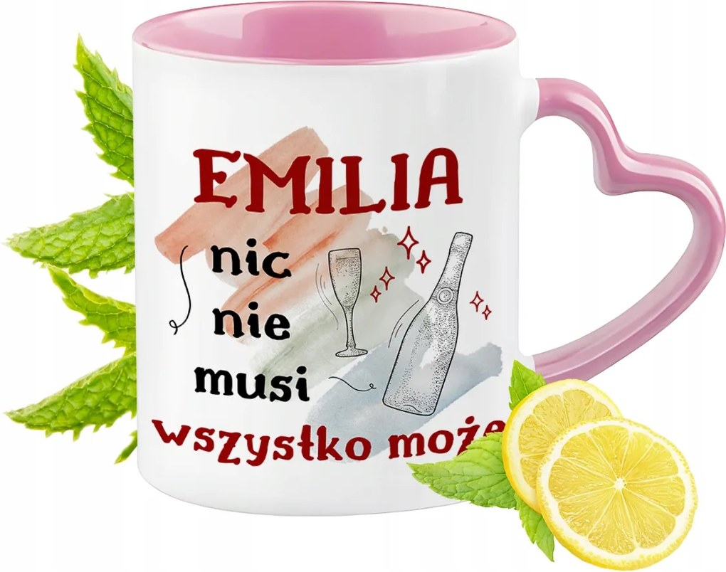 Emilia bögre Rózsaszín, szív alakú füllel Kávé ajándék