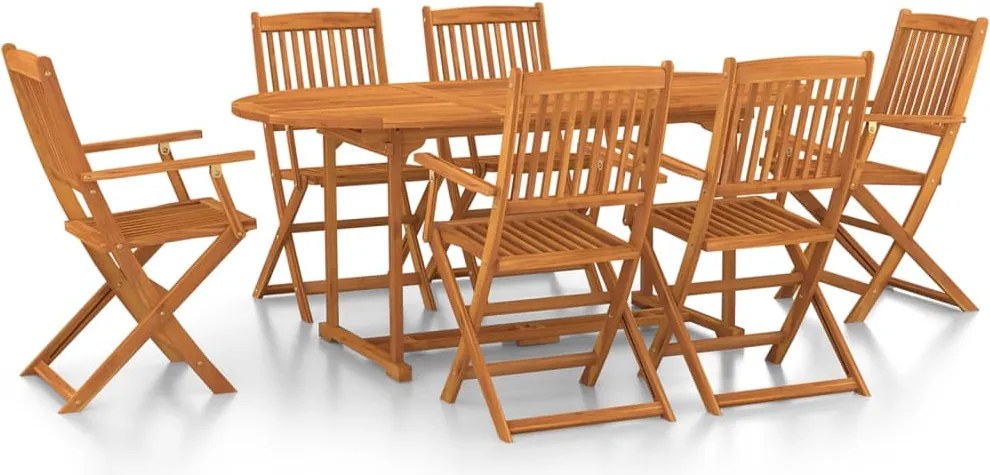vidaXL 7 részes tömör akácfa kerti étkezőgarnitúra 180 x 90 x 75 cm