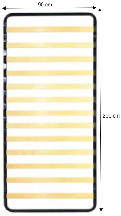 Fém ágyrács rögzített keretben 90x200 cm