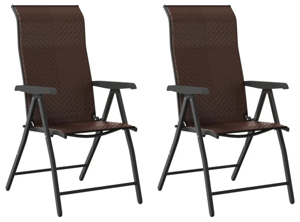2 db barna polyrattan összecsukható kerti szék