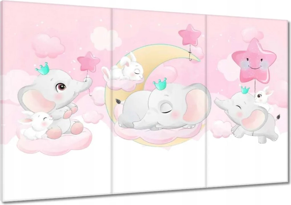 Vászonkép 120x80 Elefánt- és nyúlcsalád