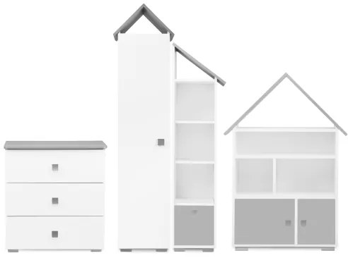 Szekrény PABIS 87x83 cm fehér/szürke