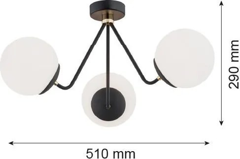 ARGON 1478 TOMAR Loft Mennyezeti Lámpa Fekete, Sárgaréz, Opál Szőnyeg E27 IP20