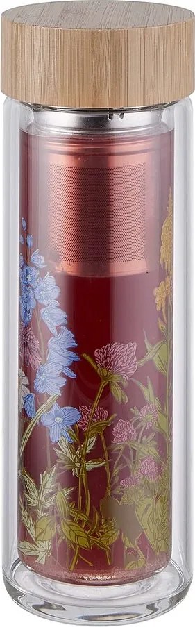 TEA TENDER teás üveg kivehető szűrővel, virágok 450 ml