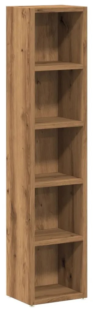 2 db kézműves tölgy színű szerelt fa CD-szekrény 21x16x93,5 cm