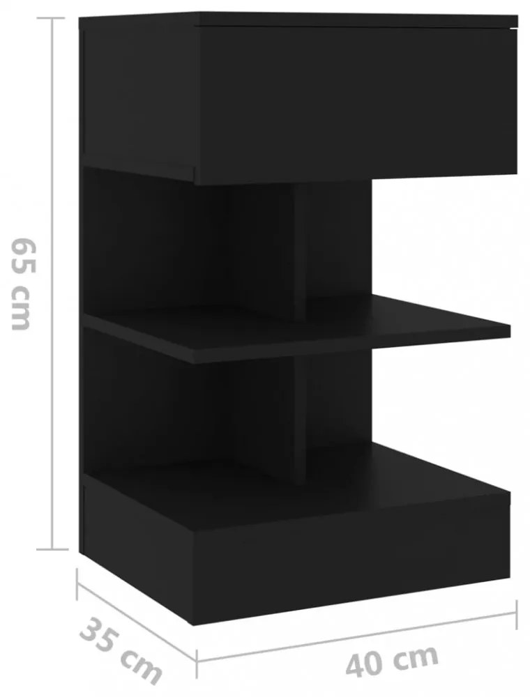 2 db fekete éjjeliszekrény 40 x 35 x 65 cm