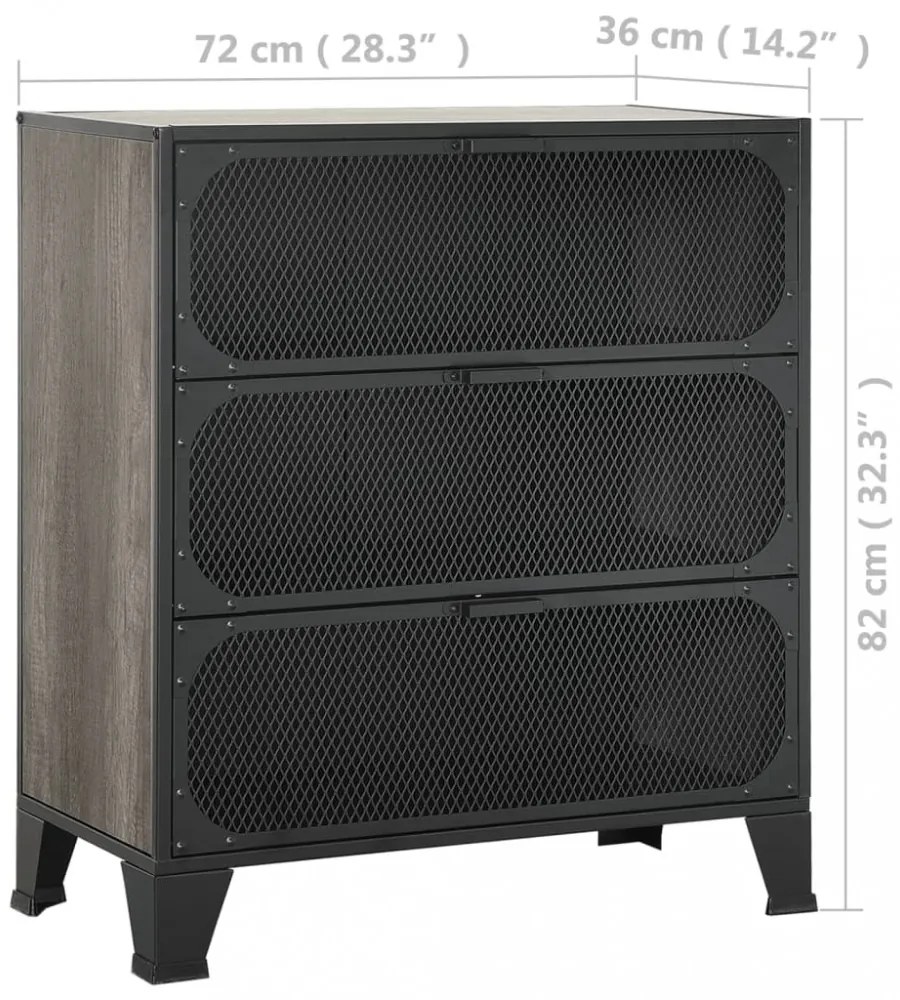 vidaXL szürke fém és MDF tárolószekrény 72 x 36 x 82 cm