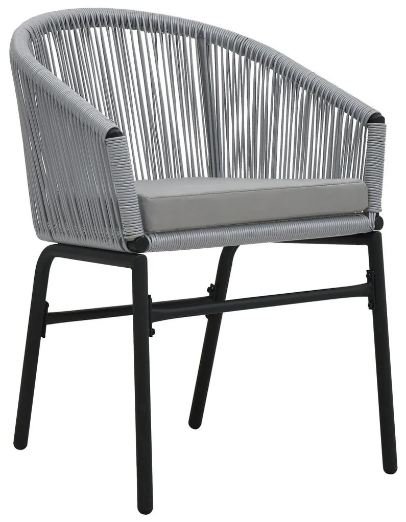10 darabos kerti étkezőszett párnákkal szürke poli rattan, Hosszabbítható kerti asztal antracit (140-210)x90x73 cm acél