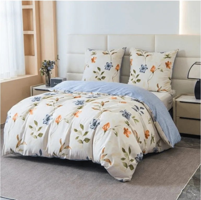 Mikroflanel ágyneműhuzat GENTLE LEAVES krémszínű Ágyneműhuzat mérete: 2 db 70 x 90 cm | 200 x 220 cm