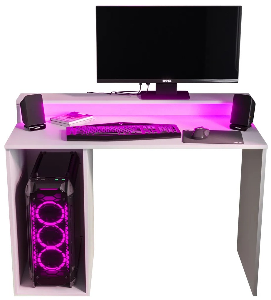 Sarok Gamer PC asztal Garrick 2 (biely) (LED RGB világítással). Akció -6%. 1064136
