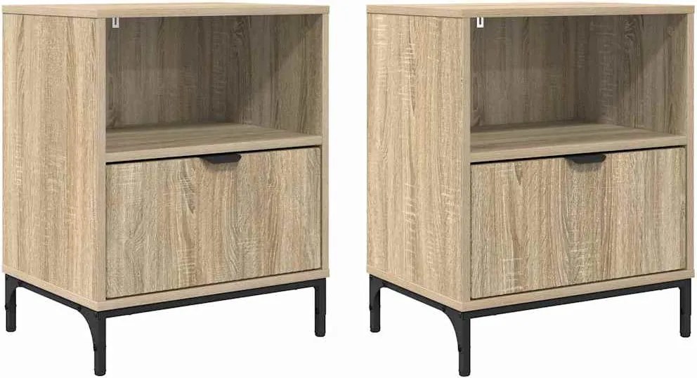 vidaXL Éjjeliszekrény 2 pcs sonoma tölgy 49 x 36 x 61 cm Faanyag