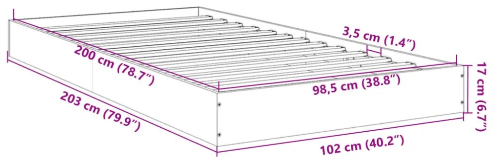 sonoma tölgy színű szerelt fa ágykeret matrac nélkül 100x200 cm